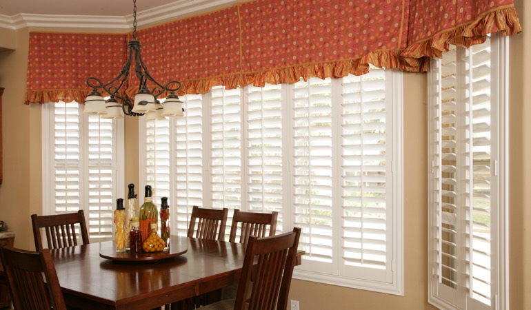 White shutters in Gainesville dining room.